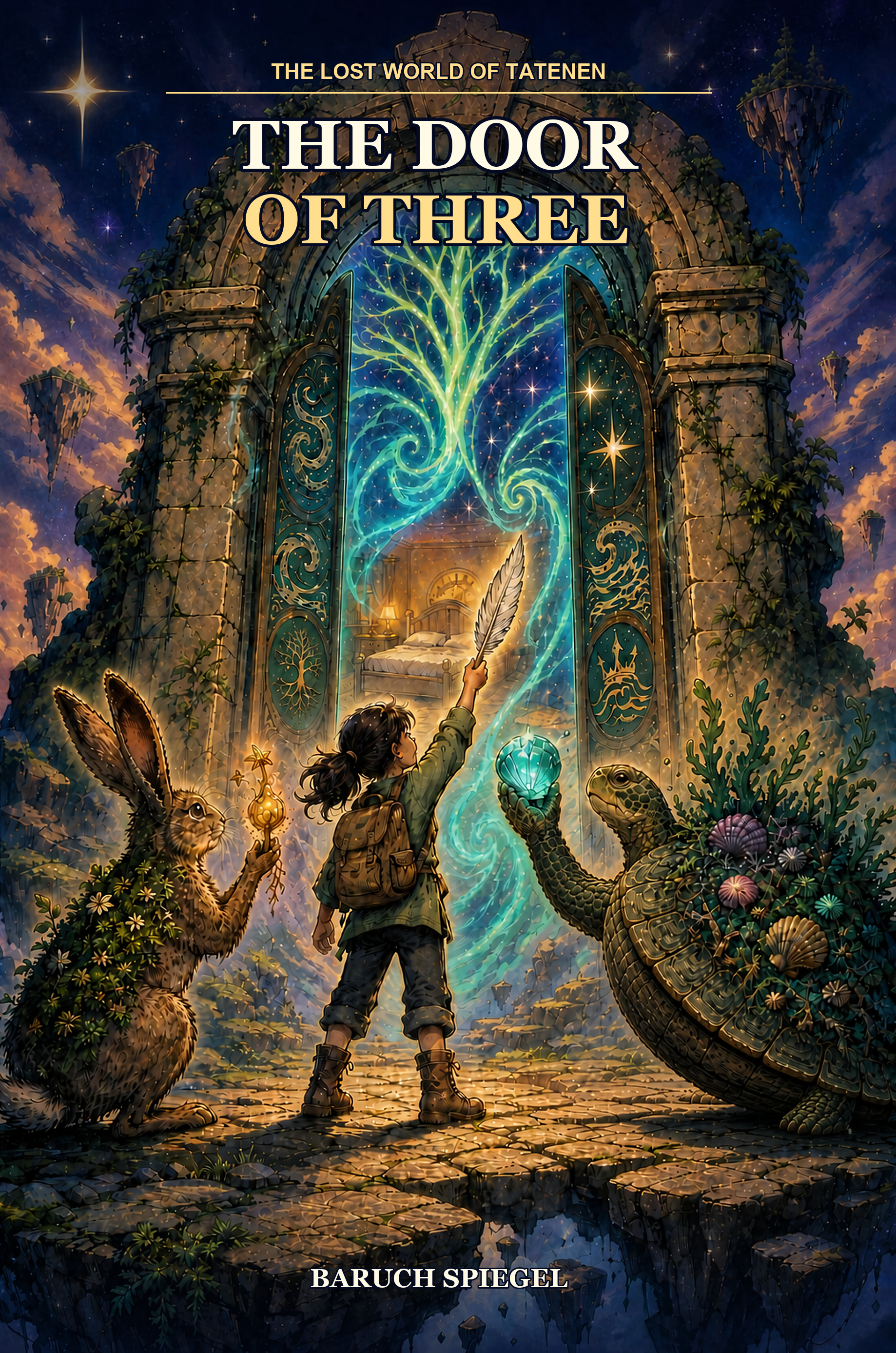 Front cover of The Door of Three, a Lost World of Tatenen paperback by Baruch Spiegel